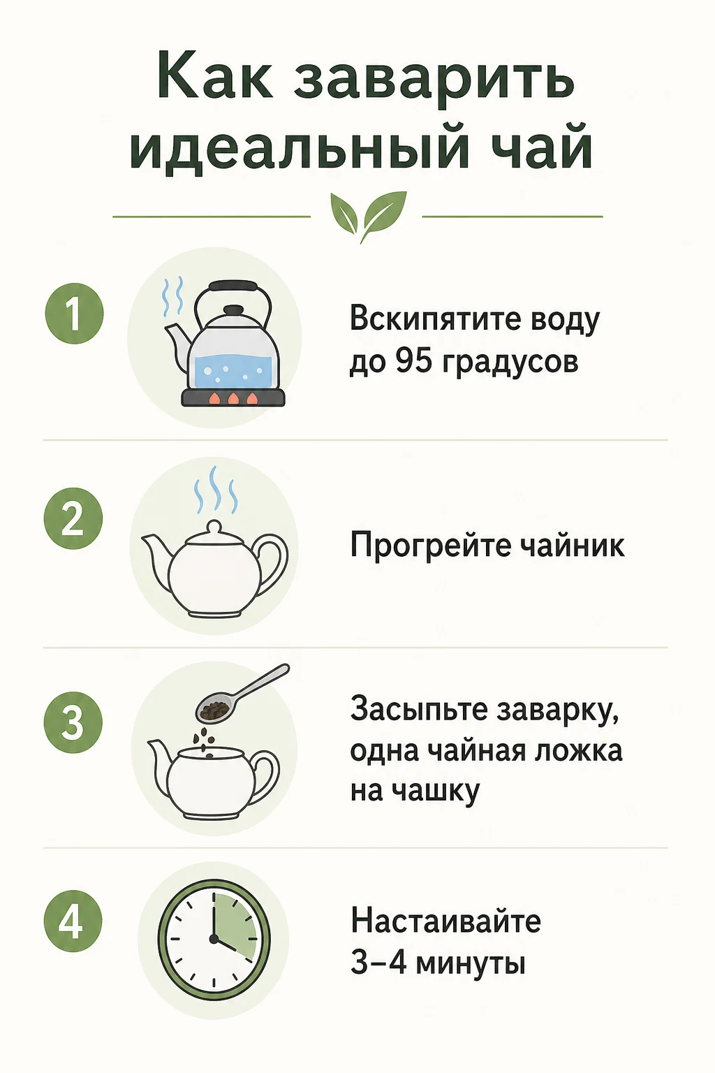 Инфографика про заваривание чая — результат GPT Image 2