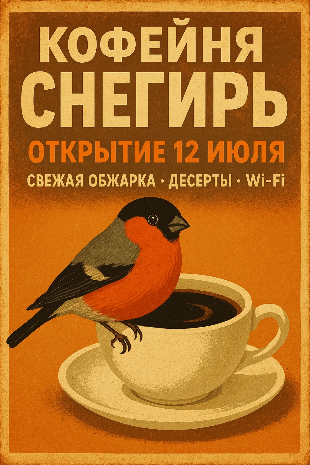 Афиша кофейни с русским текстом — результат GPT Image 1 Mini